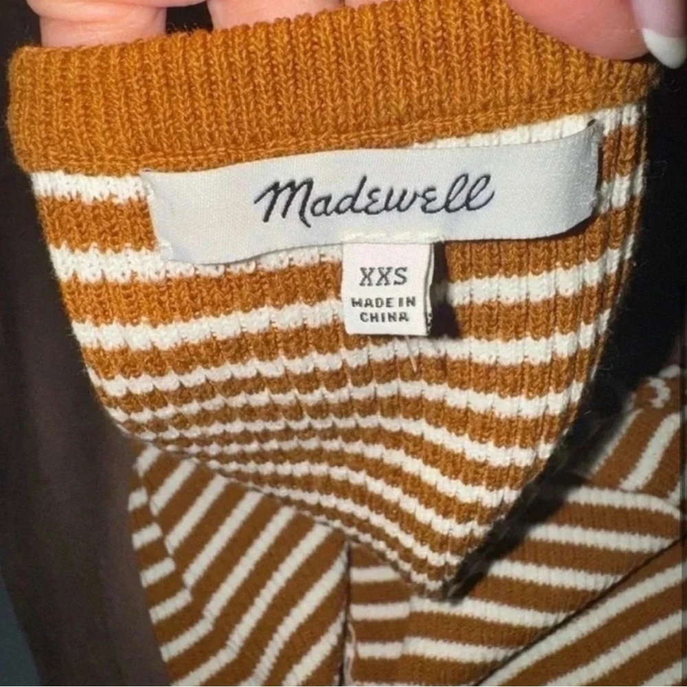 Madewell Ribbed Off Shoulder Knit Striped Top/Size XXS/US 2-4 - Picture 5 of 6
